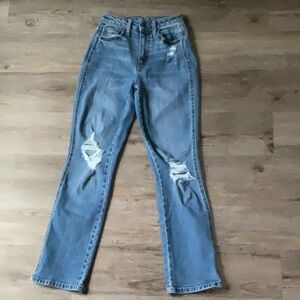 High-Rise Classic Blue Distressed Women's Jeans